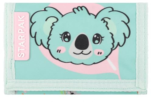 Koala Kinder-Geldbörse mit Klettverschluss, türkis, 9x14x2 cm (Türkisfarbener Koala)
