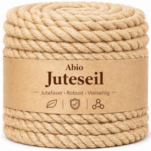 Abio Juteseil 20mm 10m Kordel Jutekordel Deko Dekoration für Haus & Garten DIY Verpackung Schnur Paketschnur Basteln Geschenkverpackung Floristik