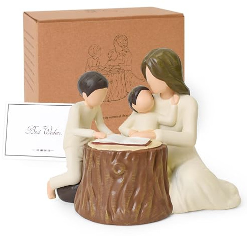 Mother and Son Figurines, Boy Mom Gifts for Mothers Day Birthday Christmas | Son Gifts from Mom, Sculpted Hand-Painted Mother Son Statues