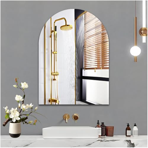 JMITHA Bogen Wandspiegel Oval Badspiegel 40 x 30cm HD Glas Dekorative Wandspiegel ohne Rahmen Schminkspiegel für Badezimmer, Schlafzimmer, Wohnzimmer