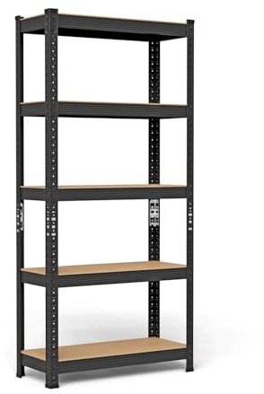 MUL-BOUTIQUE Lagerregal 150 x 70 x 30 cm, Regal Kellerregal Steckregal Werkstattregal Schwerlastregal, Regal mit Stahlgestell, 5 verstellbare Ablagen