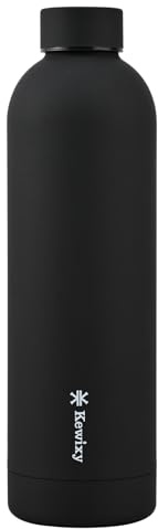 KEWIXY Stainless Steel Water Bottle 750 ml, Cold 24 Hrs/Hot 12 Hrs, Insulated, Double Walled Metal Vacuum Flask, Leak Proof, Easy to Carry, Fits Cup Holders, for Travel, Gym, Work (Black)