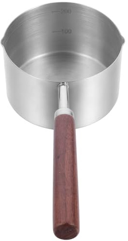FELTECHELECTR Padella per Friggere Uova Antiaderente in Acciaio Inox 304 Manico in Legno Ergonomico, Capacità 250ml per Cucina Domestica