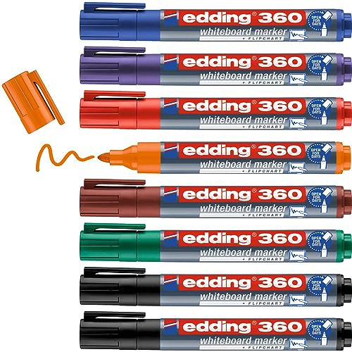 Edding 4-360-8-S2999 Whiteboardmarker Set Schwarz, Rot, Blau, Grün, Orange, Braun, Violett 8 St.