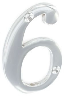 SEC 75MM Numeral 6 Chrome S2966*
