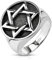 BlackAmazement Unisex Edelstahl Ring Davidstern Massiv Biker Gothic Silber Hexagramm Medaillon Siegel (65 (20.7))