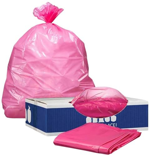 Plasticplace 32-33 Gallon Trash Bags │ 1.5 Mil │ Pink Garbage Can Liners │ 33’” x 39” (100 Count) (W33PNK15)