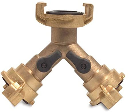 Messing 3 Wege Verteilerstück, Knaggenabstand 40mm, mit Kugelhahnabsperrung