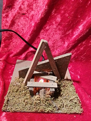 Rossi Rosa Krippen Zubehör Lagerfeuer, 220 V. 15x15x13 cm. Für Figurengröße 15-20 cm