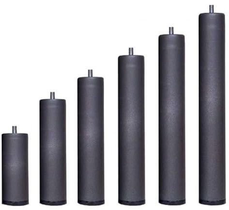 Pack 6 Pieds cylindriques métal pour sommier ou Base Tapizada avec Filetage. Hauteur 25 cm