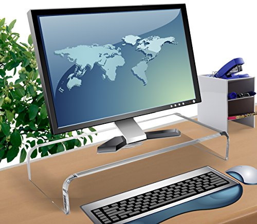 Acrylic Computer Monitor Stand, Clear Acrylic Computer Monitor Riser for Office Home Desktop,Sturdy Platform, Desk Computer Stand for Keyboard Storage & Multi-Media Laptop Printer TV Screen