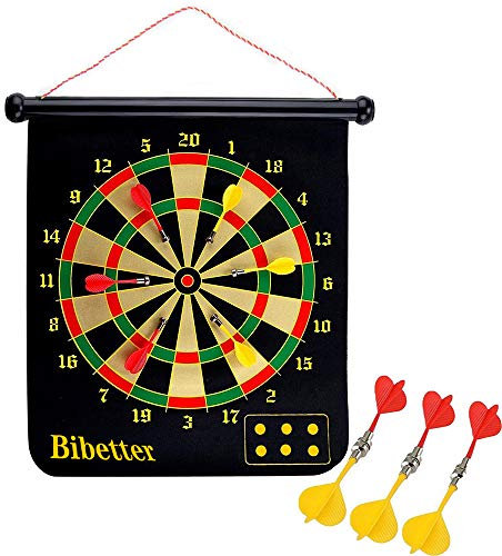 Beylos Magnetic Reversible Dartboard 18.5 *15 (47 * 38cm), Easy to Roll Up and Store with 6 Darts, Safe to Kids, Birthday Present