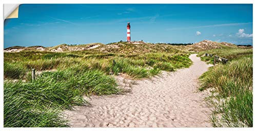 ARTland Wanddeko Wandtattoo selbstklebende Vinylfolie 60x30 cm Architektur Gebäude Leuchtturm Fotografie Blau Leuchtturm auf der Insel Amrum S5XX