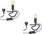 ledscom.de 2 Stück Tischlampe TRIN schwarz mit Stecker und Schalter inkl. E14 LED Lampe, 3-Stufen-dimmbar über Lichtschalter, warmweiß, W, 542lm