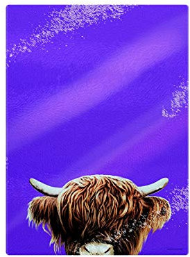 Inquisitive Creatures Highland Cow Glass Chopping Board Purple 28.5x39cm