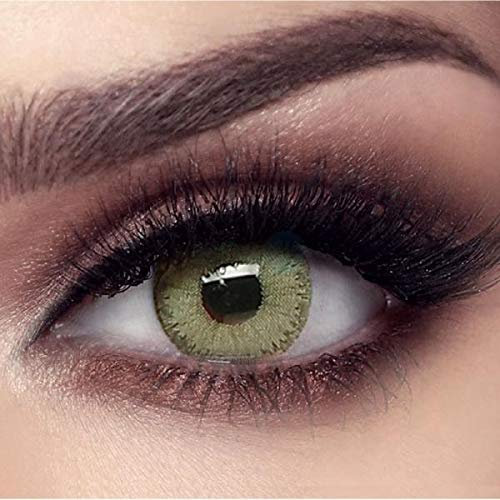 BELLA ELITE farbige Kontaktlinsen EMERALD GREEN (Dioptrien -0.00)– stark deckende Monatslinsen für 3 Monate, Hell-Grüne Farblinsen, perfekt für dunkle Augen