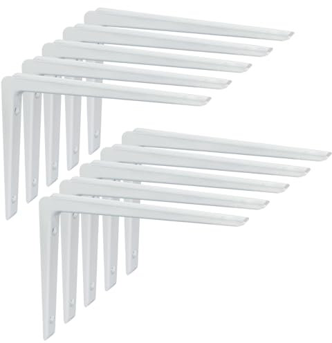 PRIOstahl Regalkonsole Premium Aluwinkel Weiß 100x150mm 10er Set Regalträger Regalwinkel Regalhalter Wandkonsole Winkelkonsole Regalbodenträger - sehr Stabil