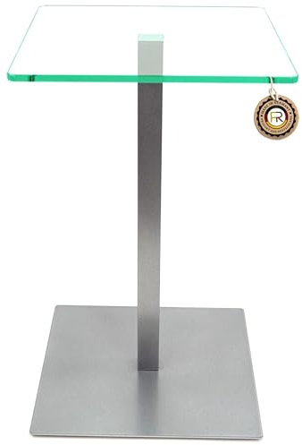 freeroom24 Designer Beistelltisch Glas Silber 30x30x80cm - Wohnzimmertisch modern - stabiler Couchtisch - praktischer Coffee Table eckig - kleiner Kaffeetisch - Glastisch - Sofatisch - Made in Germany