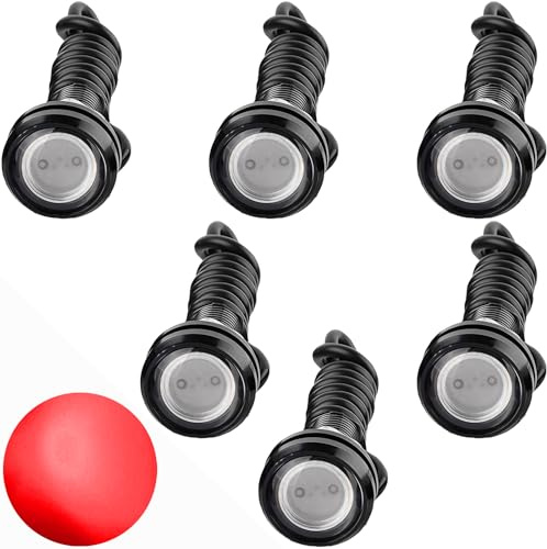 CTRICALVER Eagle Eye Light, 9 Watt 18 mm Auto Motorrad DRL Tagfahrlicht Nebelscheinwerfer Rückfahrscheinwerfer 12V Wasserdicht (rot 6PCS)