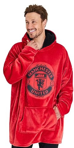 Manchester United F.C. Oversized Hoodie Blanket For Men, Man U Football Gifts (Red)