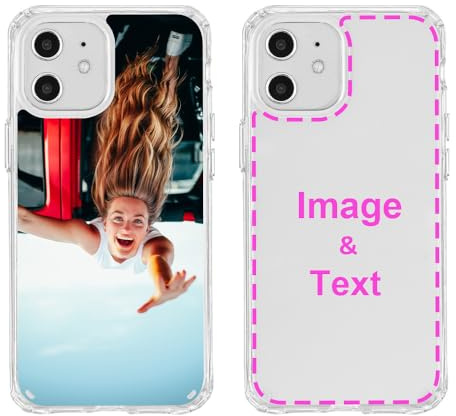 MXCUSTOM Personalised Phone Case for Apple iPhone 12 Mini | Customised with Photo Image Text Picture Design Shockproof Make Your Own Phone [Soft Cushion Bumper+Hard PC Back] (P1)