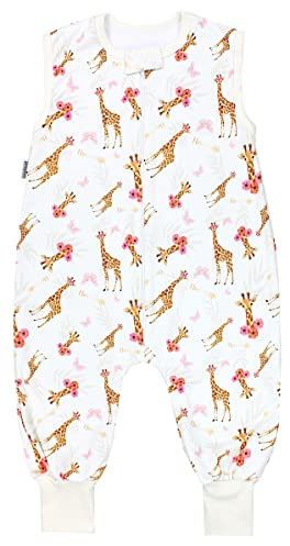 TupTam Sommer Schlafsack mit Füßen 0.5 TOG OEKO-TEX zertifizierte Materialien, Farbe: Giraffe Ecru, Größe: 68-74