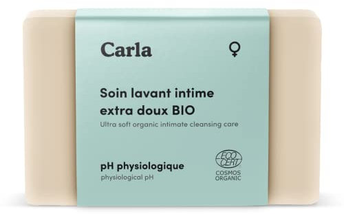 Carlo & Carla – Feste Waschpflege für Intimbereiche und externe weibliche Genitalschleimhaut, bio-zertifiziert, patentiert, vorbiotisch, 0 Duftstoffe 0 Sulfate – 100 g