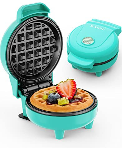 Mini Waffeleisen Belgische Waffel Maschine Kleines Waffeleisen Klassische, für Kindergeburtstage, Familienfeiern, Ostern oder Weihnachten, Niedlich kompaktes Design, 550 Watt, Minze BLAZANT
