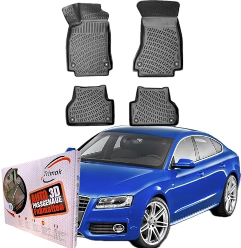 Trimak 3D Fussmatten für Audi A5 8T 2007-2016 | Gummimatten aus TPE Gummi, Passgenau, Wasserdicht, Hoher Rand, Rutschfest, Leicht zu Reinigen