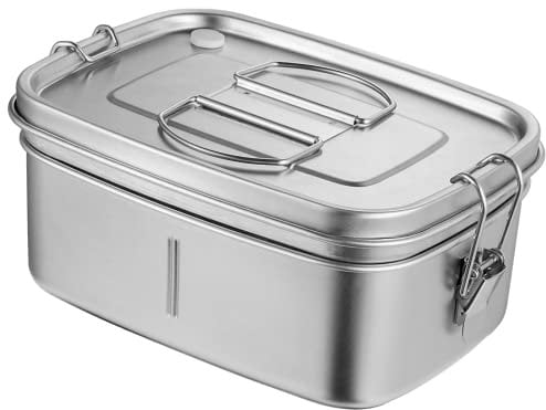Stainless Steel Lunch Boxes, 1500ml(1200ml+300ml) 2-Tier Large Capacity Bento Box for Adults & Kids with Secure Locks & Food Divider, Crack-Resistant Portable Lunch Container