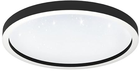 EGLO connect.z Smart Home LED ceiling lamp Montemorelos-Z, Zigbee | crystal effect, app and voice control Alexa, tunable white light (warm - cool white), RGB, dimmable spotlight, black, Ø 22 in