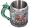 VikingHolzfass Bierkrug, Wikinger-Becher für Bier und Kaffee, Edelstahl Schädel-Kaffeetasse für Heißgetränke mit Griff, Halloween Wikinger Hornbecher für Heißgetränke, Kaffee, Bier, Trinken