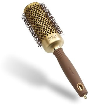 Olivia Garden Expert Blowout Shine – Doré & Brun - 45 - Brosse ronde en céramique antistatique pour brushing brillant et sans frisottis