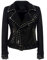E-girl Damen Schwarz-1 Nieten Wildlederjacke Kunstleder Bikerjacke mit Reißverschluss,P0235,2XL