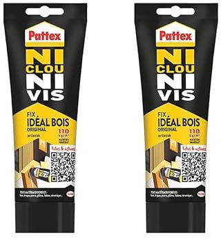 Pattex Ni Clou Ni Vis Extra Fort & Rapide, colle de fixation surpuissante, colle rapide qui permet une prise instantanée, colle blanche, tube 52 gr, Lot de 2