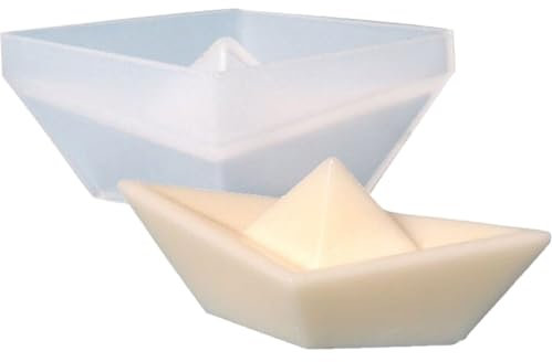 Vepoty Silikon-Kerzenform, 3D-Origami-Boot-Kerzenform, DIY handgemachte Wachs-Aromatherapie-Seifenherstellungsform, Epoxidharz-Gussform