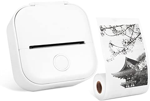 Phomemo T02 Mini Portable Printer Pocket Printer, Bluetooth Photo Picture Printer for Plan Journal, Child Painting, Graffiti, Study, Work, Enlightening Education Compatible with Phone & Tablet (white)