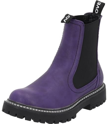 Palado Chelsea Boots Damen Dedej - bequeme Boots - leicht gefütterte Stiefel für Herbst & Winter - modische Stiefeletten Lila UK4,5 - EU37