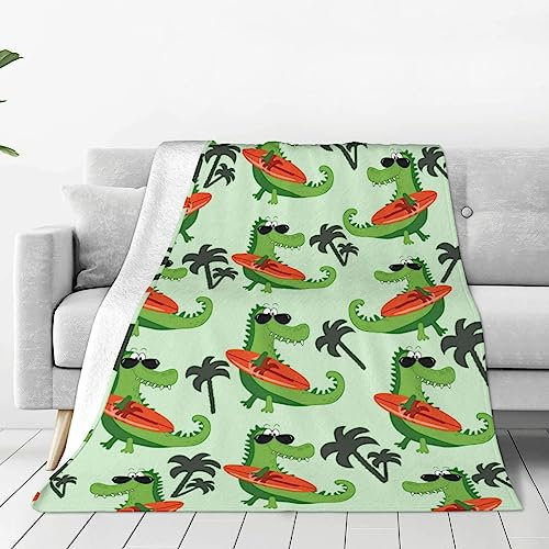 Gambo Handzeichnung Nette Krokodil Überwürfe Decke Gemütlich Anti-Pilling Flanell Mehrere 80X60