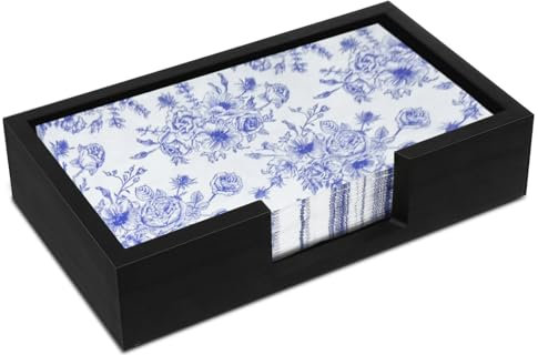 Guest Towel Holder Black, Disposable Dinner Napkin Holder, Bamboo Holder Tray for Bathroom. Hand Towel Holder Disposable Hand Towel Tray, Paper Towel Holder Napkin Holder (Black)