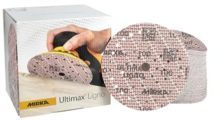 Mirka Ultimax Ligno Ø 150mm dischi abrasivi a strappo Multifit, grana 100, 100 pezzi, multiperforazione, per la levigatura di superfici in legno