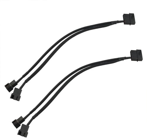 Ruiwaer Cable adaptador de alimentación Molex de 4 pines (conector PWM) negro de 4 pines a Molex para ventilador de refrigeración y cable de alimentación Molex de 4 pines a 3 pines/4 pines