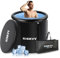 Bañera de Hielo para Deportistas, Pejevir Ø85 x 75cm 378L Ice Bath Tub Inflable Independiente con Tapa, 6 Capas de Aislamiento Bañera de Agua Fría, Barril de Hielo para Exteriores, Ducha, Spa,Negro