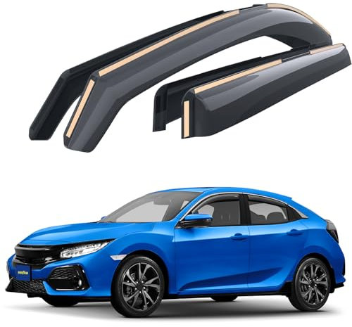 Goodyear Windabweiser für/kompatible mit Honda Civic 2017-2022 Schrägheck X - Integrierte Regenabweiser - Autofenster Regenschutz - Ermöglichen Frischluft - Waschstraßenfest - Einfache Montage 4 Set R