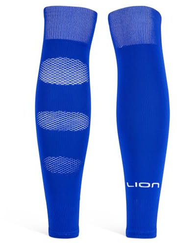 Performance Football Sock Sleeves - Premium LION BREATHE Technology - Breathable Mesh To Reduce Pressure On Calf Muscles (UK, Alpha, L, Royal Blue)