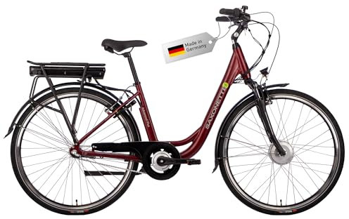 SAXONETTE Ebike Damen, Elektrofahrrad Damen Tiefeinsteiger mit Rücktrittbremse, Elektrische Fahrrad mit 36V 10.4Ah Akku, 80KM Range, 28 Zoll E Bikes Electric Bicycle Pedelec mit Nabenschaltung RH50CM