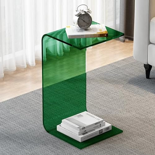 Couchtisch aus Acryl, transparenter Beistelltisch - Moderner Beistelltisch für Wohnzimmer, Schlafzimmer, Büro - Klares C-förmiges Design mit runden Kanten - Leicht zu reinigen und sicher