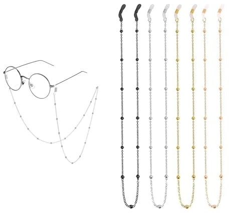 Dinghaole 4 Pièces Chaîne de Lunettes, Chaine Lunette Attache Femme, Perle Lunettes Chaîne, Cordon Lunettes, Lanière de Lunettes, Chaîne de lunettes de décoration pour femme et filles