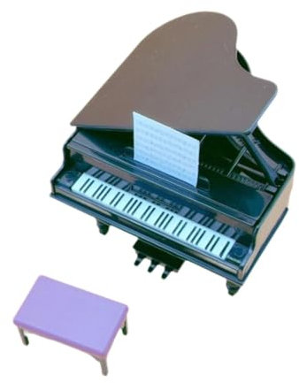 harayaa Puppenhaus Klavier mit Hocker Set Requisiten Ornamente Musikinstrument für Maßstab 1:12