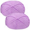 Häkelgarn Baumwolle Wolle zum Häkeln Chenille 2x50g Häkelwolle,Crochet Yarn Dickes Baumwoll-Nylon-Mischgarn Häkelgarn für Anfänger Violett Garn